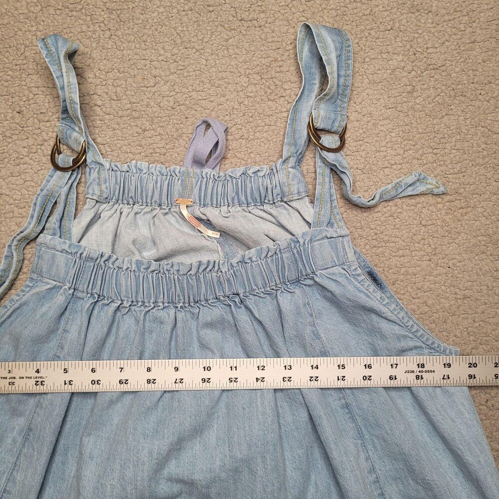 Free People Dress Medium Blue Denim Machu Barrel Relaxed Midi Boho Oversized - Picture 8 of 11